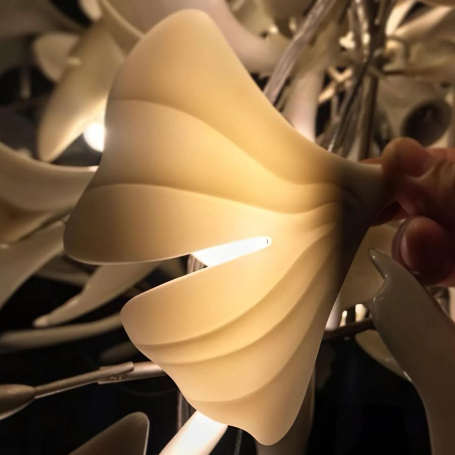 Bustling Ceramic Ginkgo Leaf Chandelier