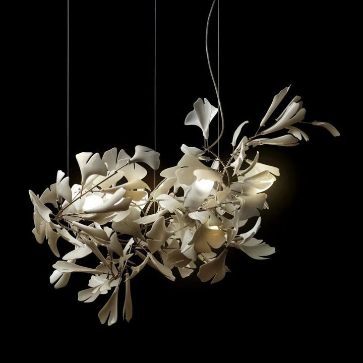 Bustling Ceramic Ginkgo Leaf Chandelier