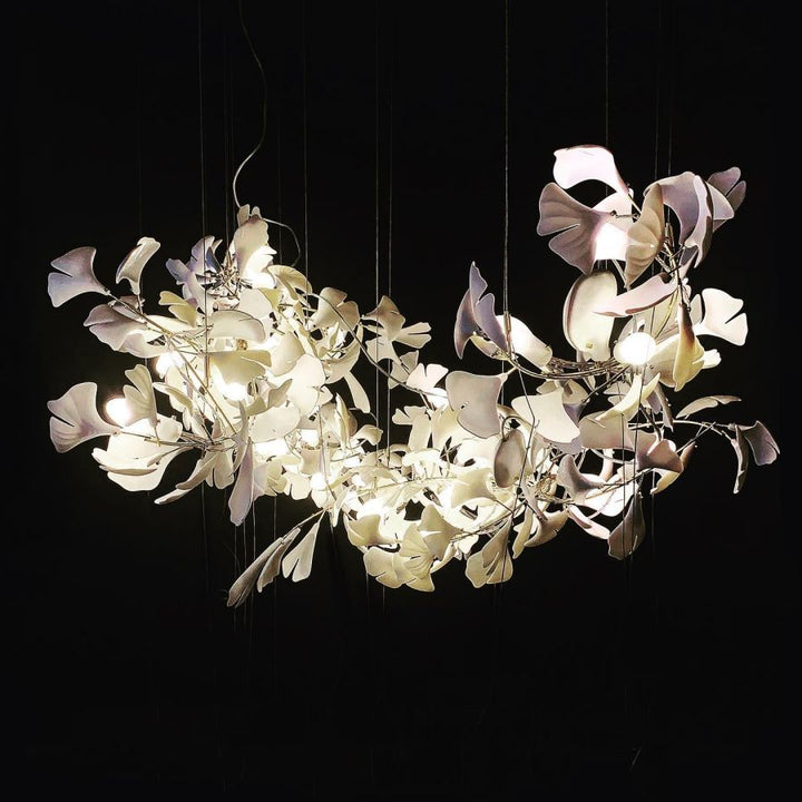 Bustling Ceramic Ginkgo Leaf Chandelier