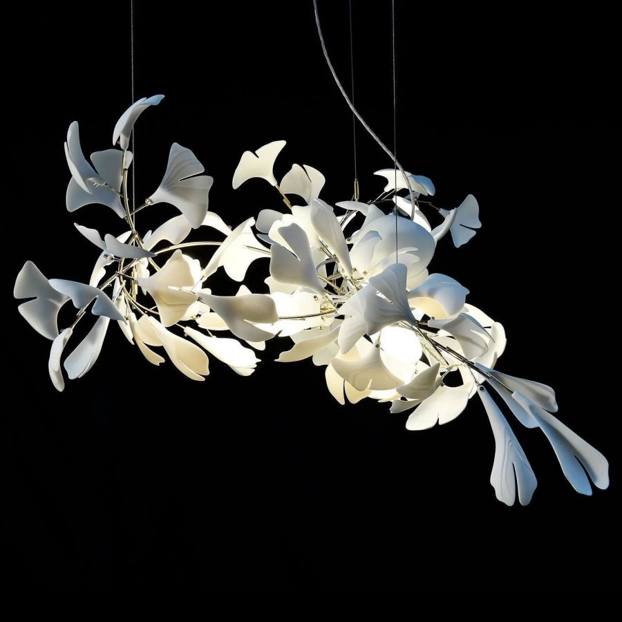 Bustling Ceramic Ginkgo Leaf Chandelier