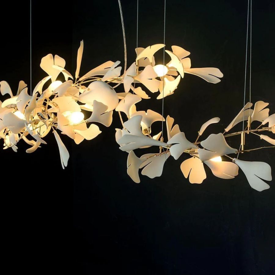 Bustling Ceramic Ginkgo Leaf Chandelier