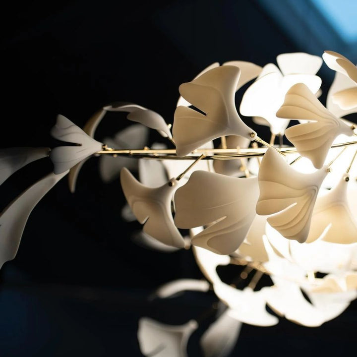 Bustling Ceramic Ginkgo Leaf Chandelier