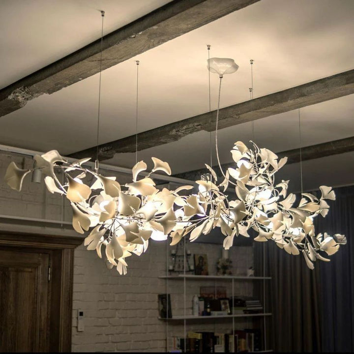 Bustling Ceramic Ginkgo Leaf Chandelier