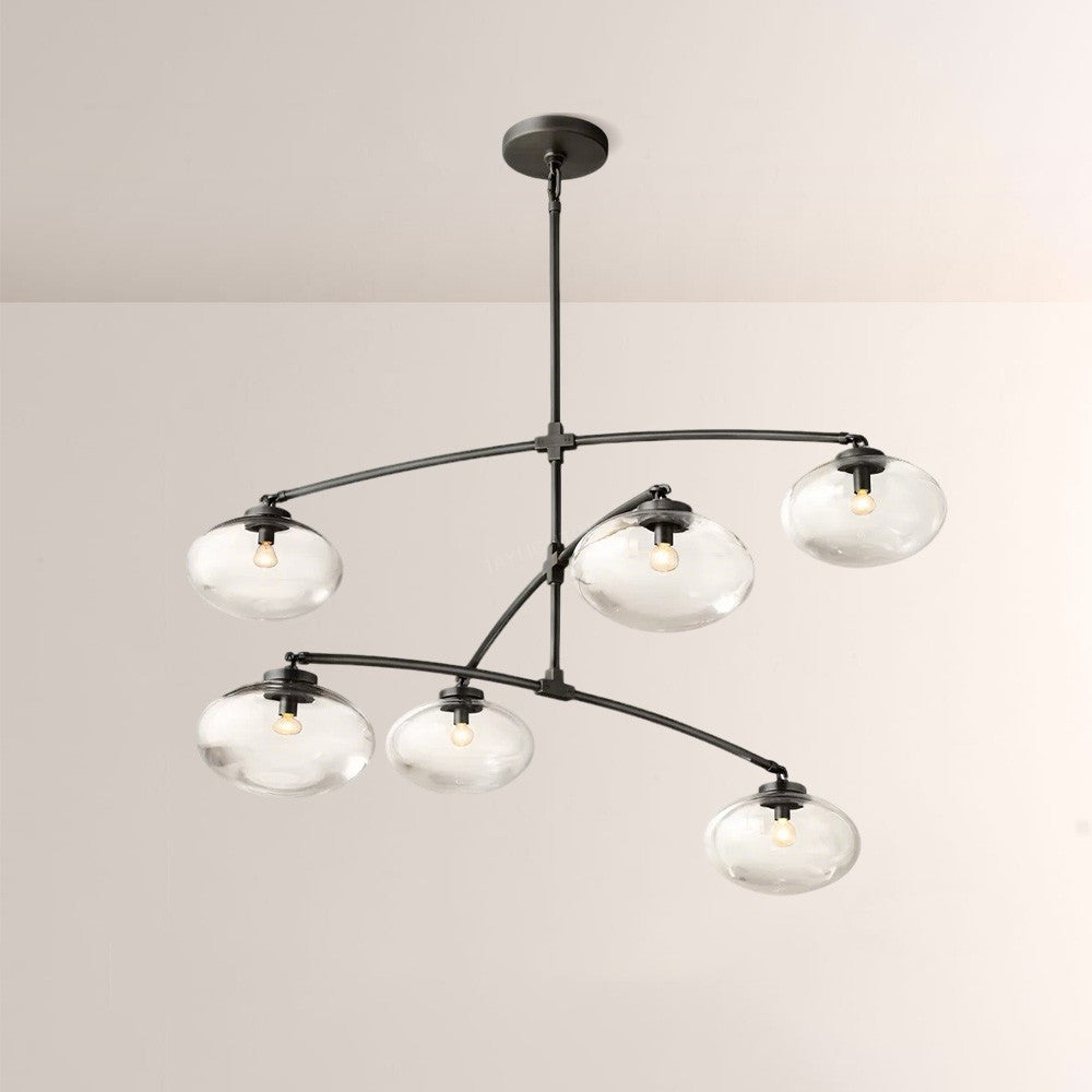 Cabglow Clear Glass Mobile Round Chandelier