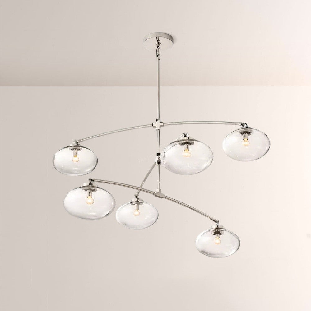 Cabglow Clear Glass Mobile Round Chandelier