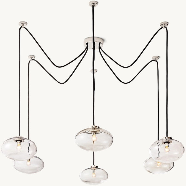 Cabernet Clear Glass Suspended Chandelier 84"W