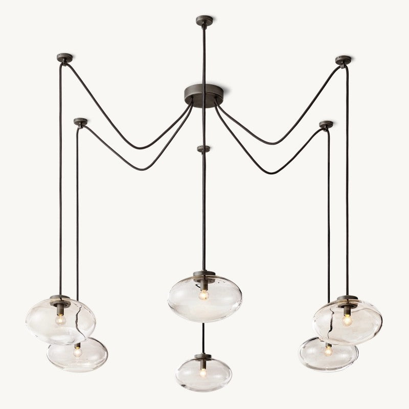 Cabernet Clear Glass Suspended Chandelier 84"W