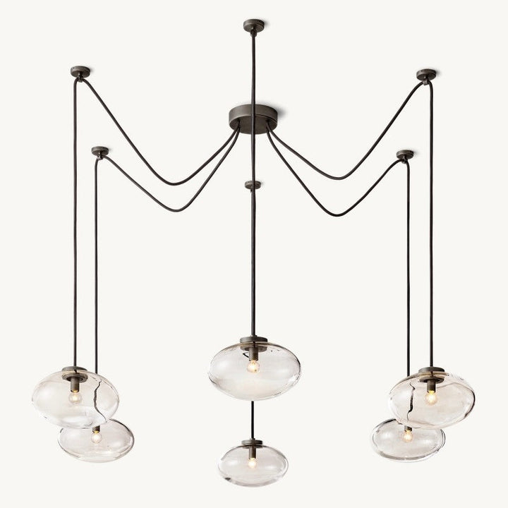 Cabernet Clear Glass Suspended Chandelier 84"W