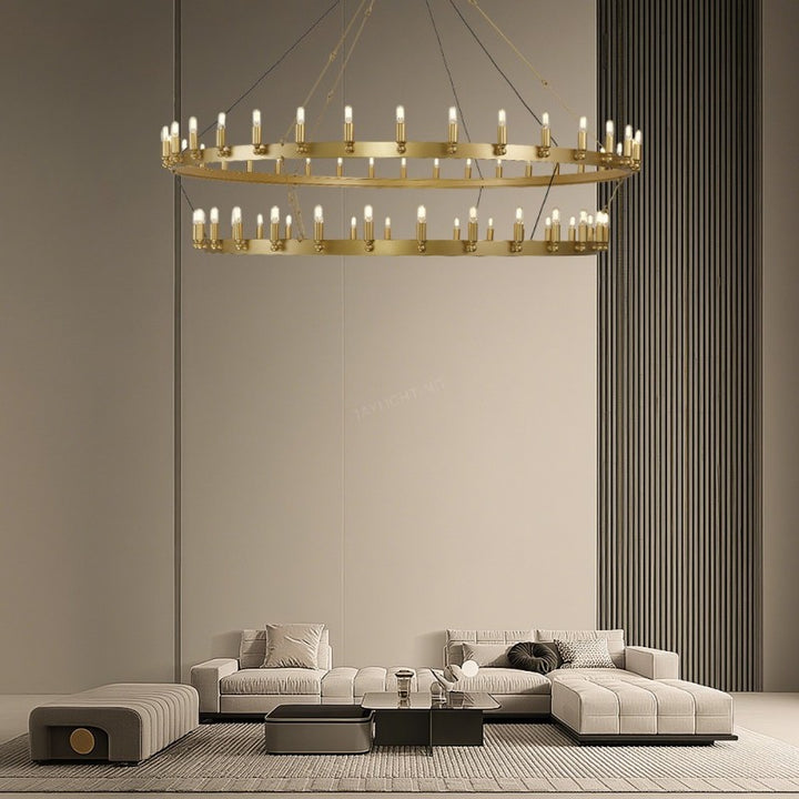 Camilo Vintage Candelabra 2-Tier Round Chandelier 73''D
