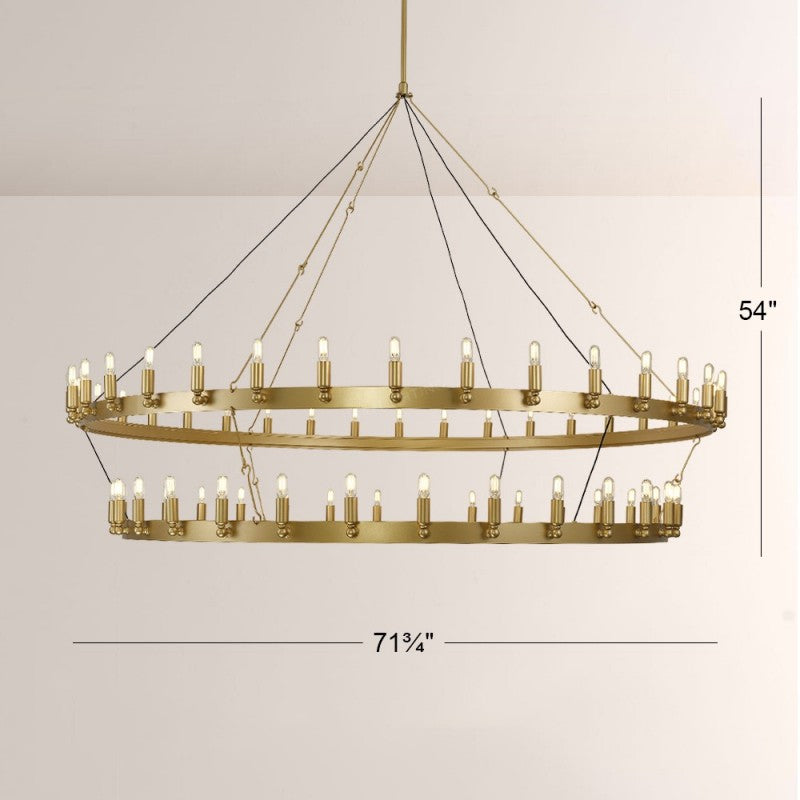 Camilo Vintage Candelabra 2-Tier Round Chandelier 73''D