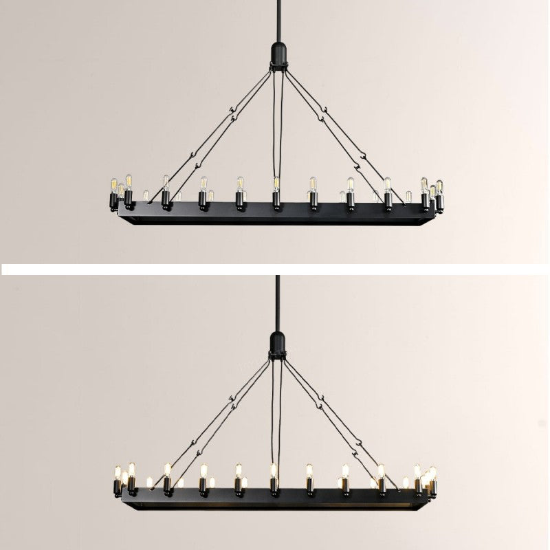 Camilo Vintage Filament Rectangle Chandelier 52‘’L