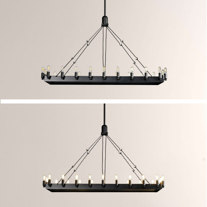Camilo Vintage Filament Rectangle Chandelier 52‘’L