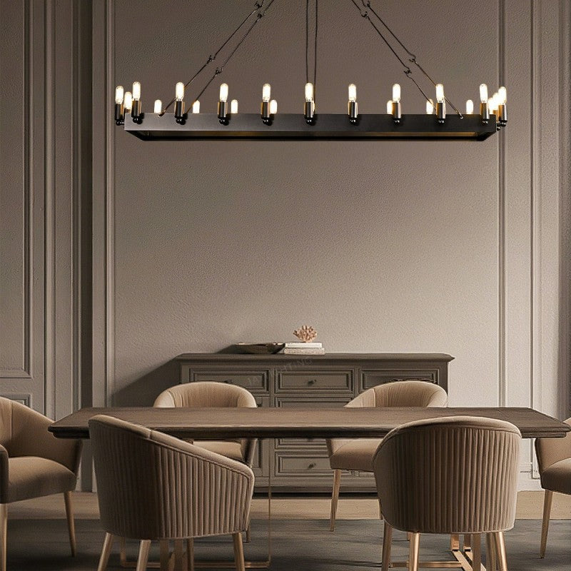 Camilo Vintage Filament Rectangle Chandelier 52‘’L