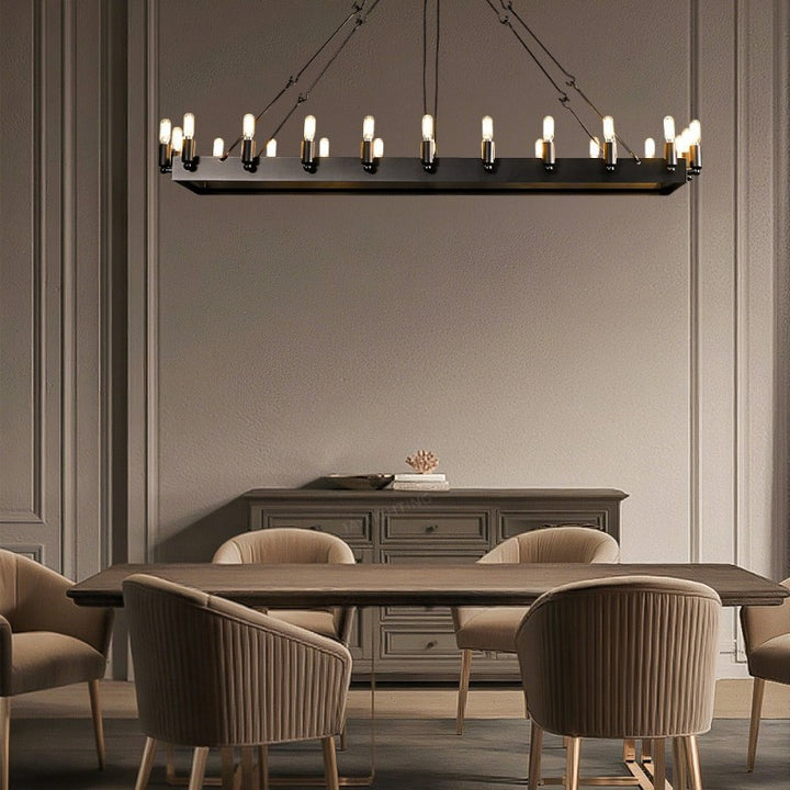 Camilo Vintage Filament Rectangle Chandelier 52‘’L