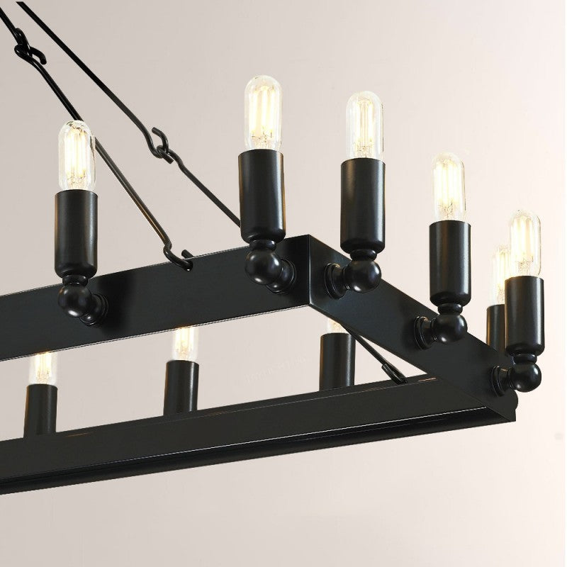 Camilo Vintage Filament Rectangle Chandelier 52‘’L