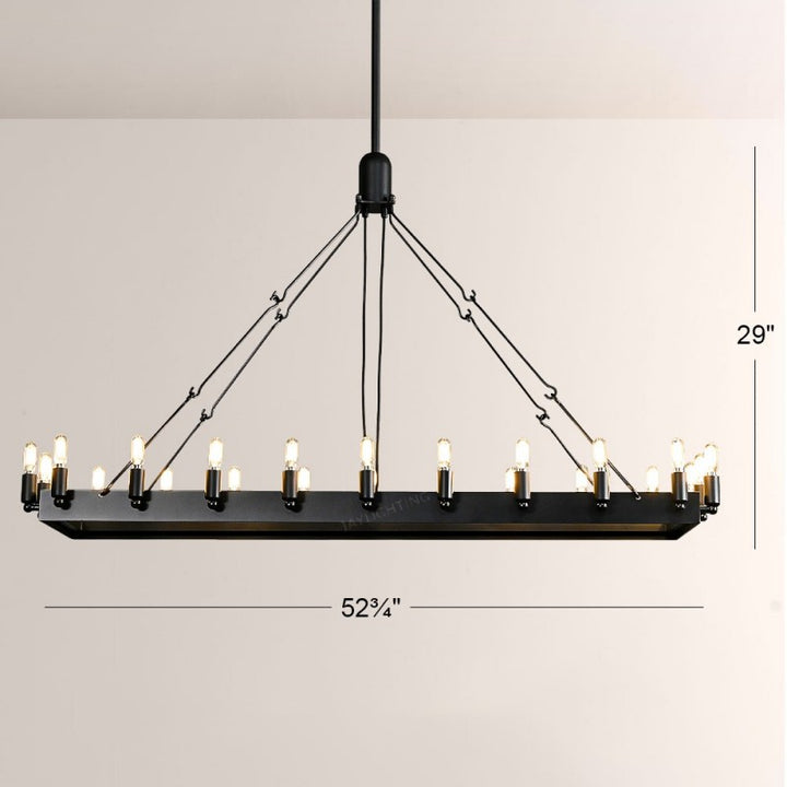 Camilo Vintage Filament Rectangle Chandelier 52‘’L