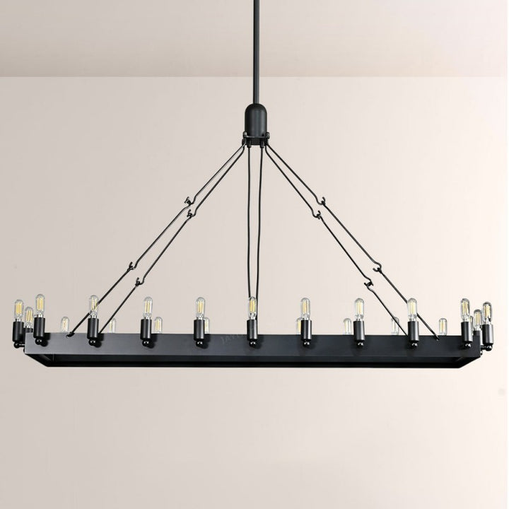 Camilo Vintage Filament Rectangle Chandelier 52‘’L