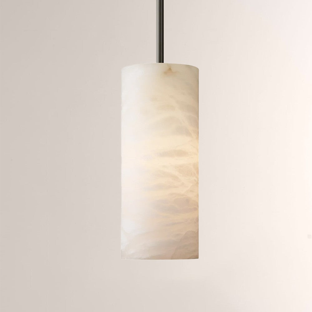 Celeste Hand-Carved Alabaster Cylinder Pendant