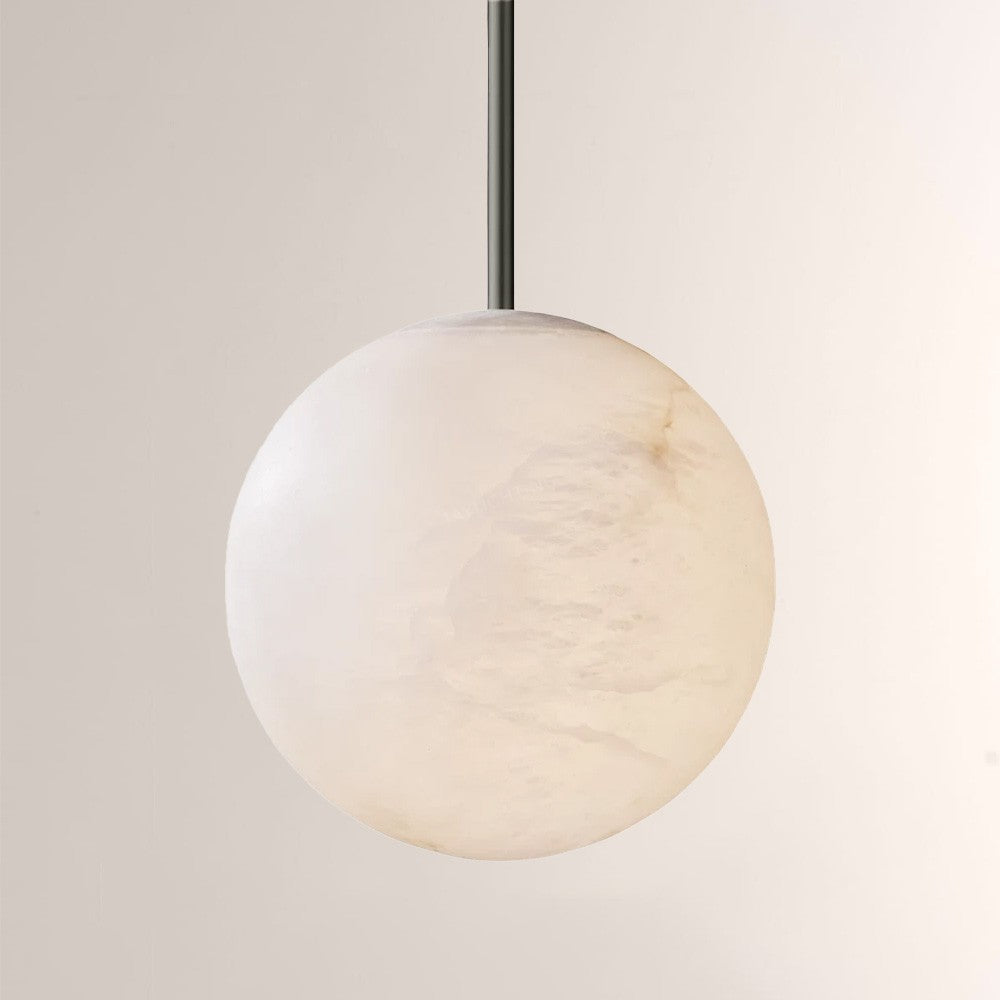 Celeste Hand-Carved Alabaster Globe Pendant