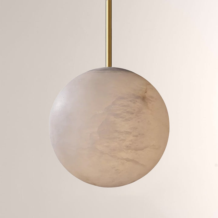 Celeste Hand-Carved Alabaster Globe Pendant