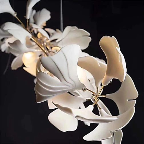 Custom Ceramic Ginkgo Branch Chandelier 193''H