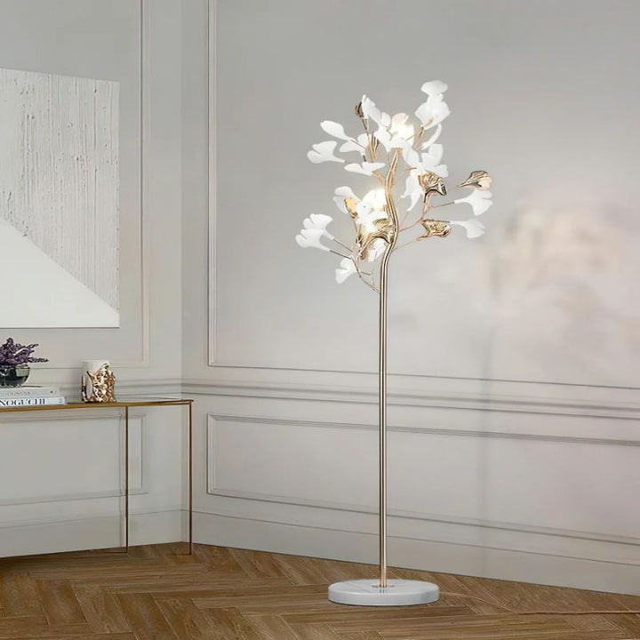 Ceramic Ginkgo Leaf Floor Lamp