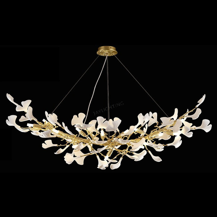 Ceramic Ginkgo Golden Chandelier 55"L