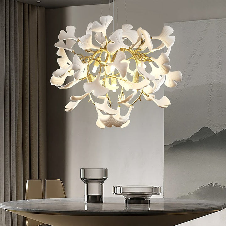 Ceramic Ginkgo Round Chandelier 32"D