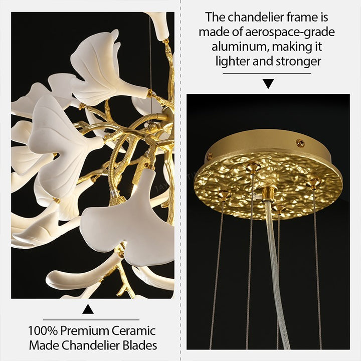 Ceramic Ginkgo Round Chandelier 32"D