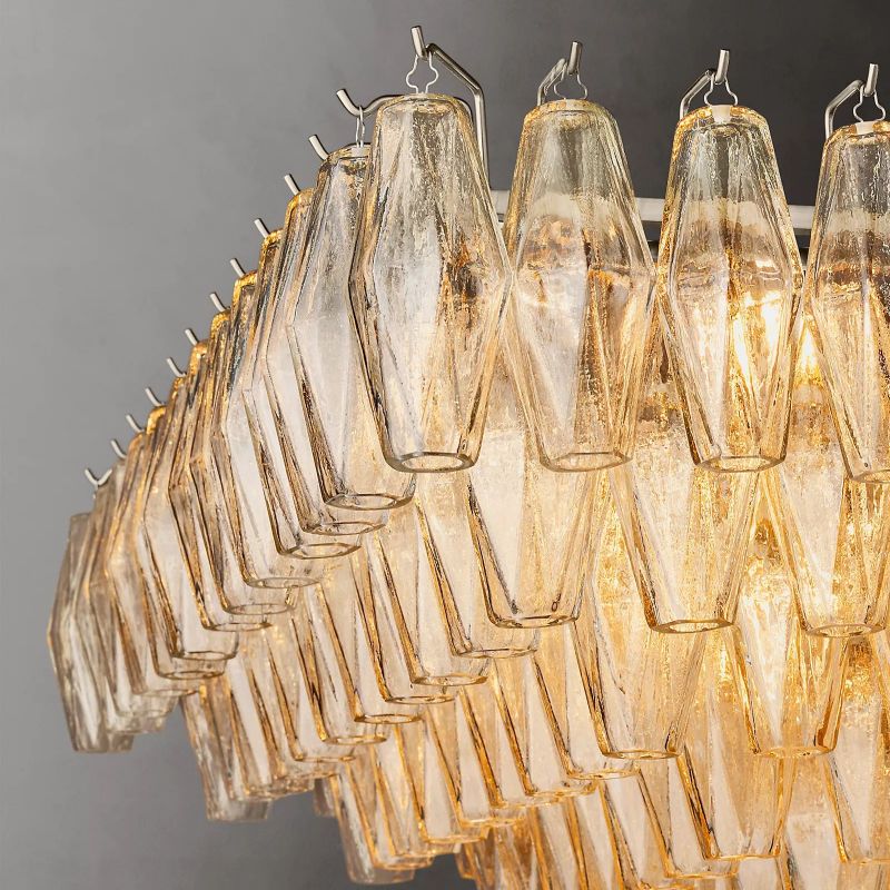 Chiana Clear Glass Tiered Rectangular Chandelier 54"