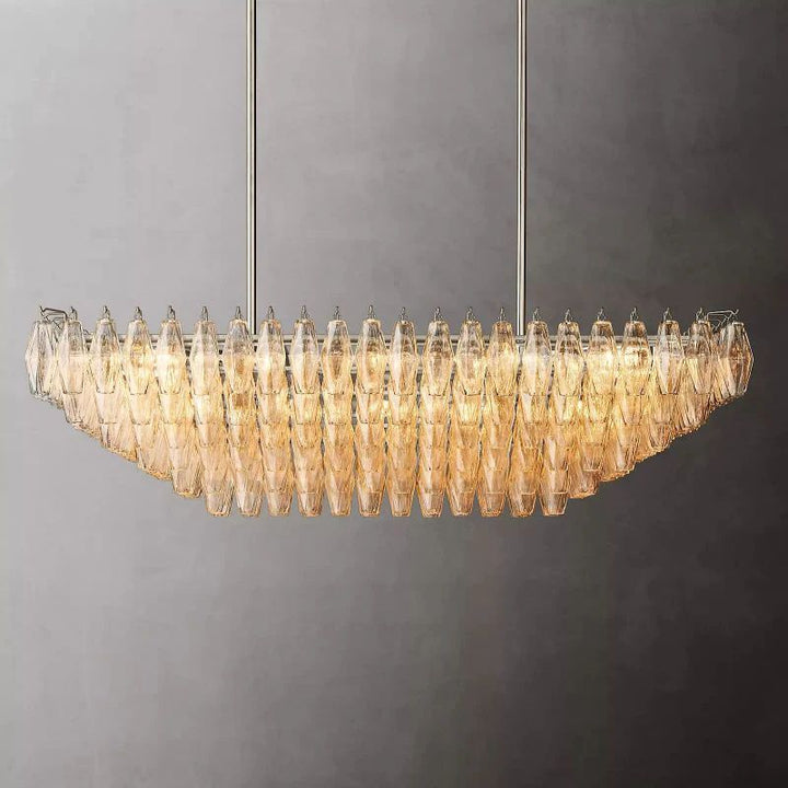 Chiana Clear Glass Tiered Rectangular Chandelier 54"