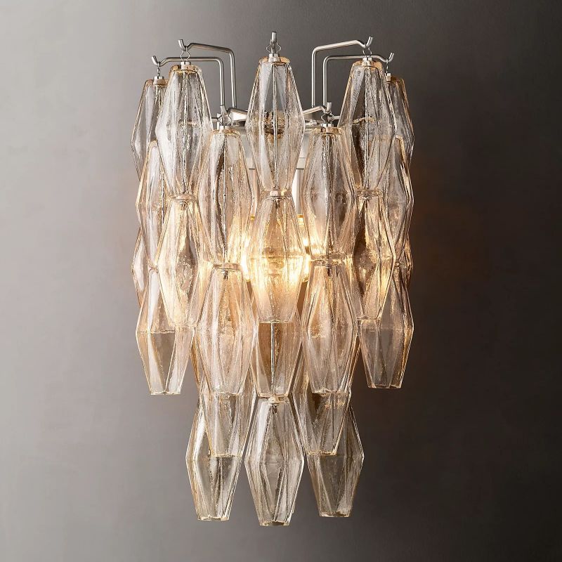 Chiara Clear Glass Short Bedroom Wall Sconce