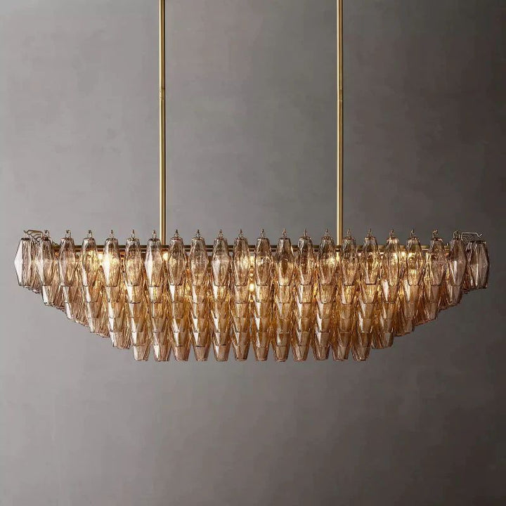 Chiana Smoke Glass Tiered Rectangular Chandelier 54"