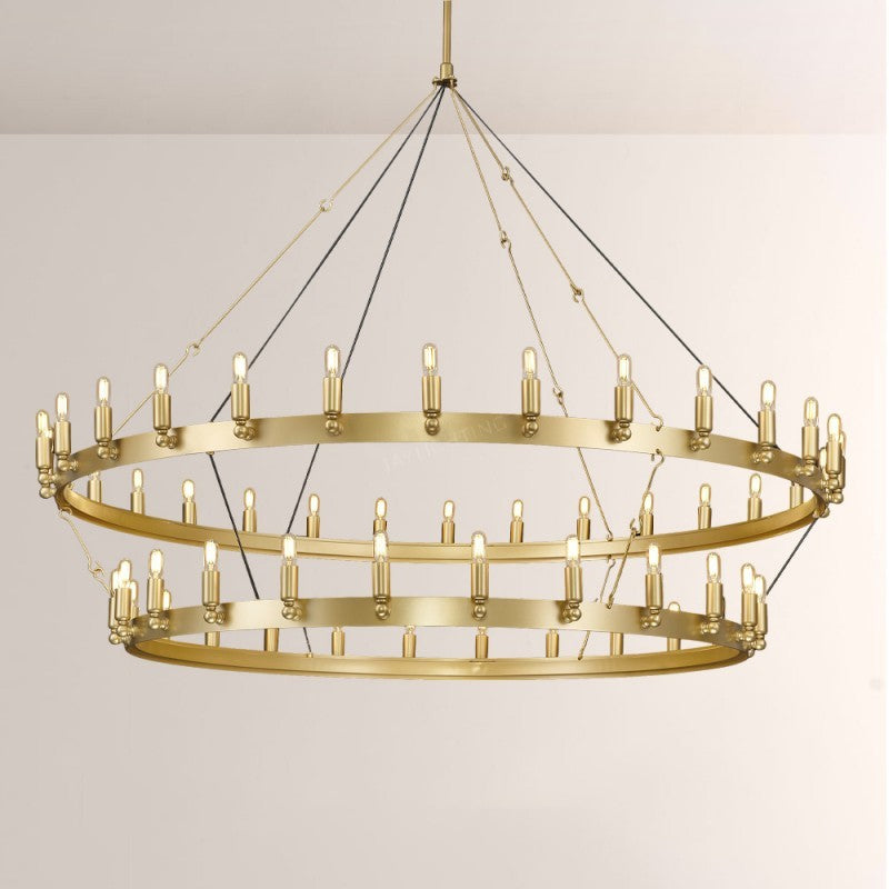 Camilo Vintage Candelabra 2-Tier Round Chandelier 63''D
