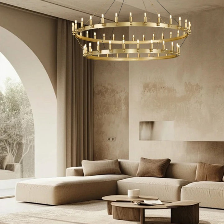 Camilo Vintage Candelabra 2-Tier Round Chandelier 63''D