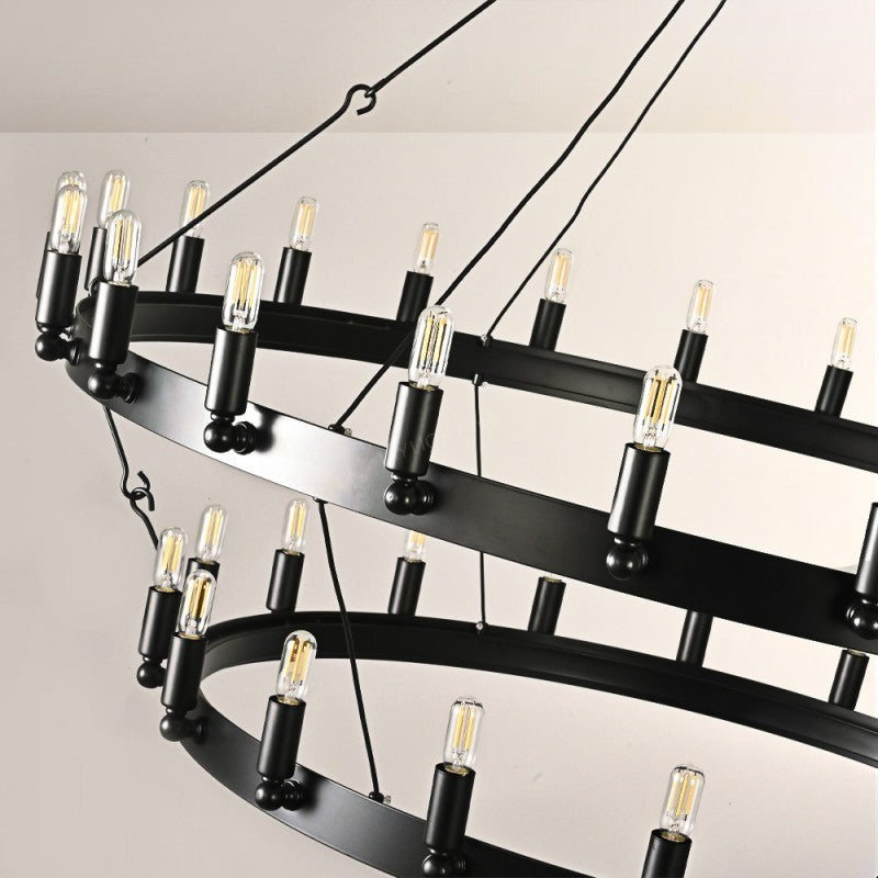 Camilo Vintage Candelabra 2-Tier Round Chandelier 63''D