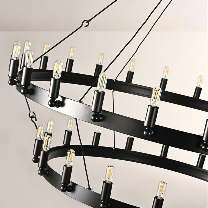 Camilo Vintage Candelabra 2-Tier Round Chandelier 63''D