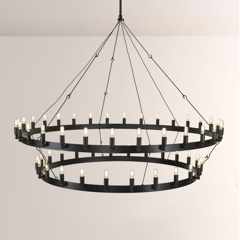 Camilo Vintage Candelabra 2-Tier Round Chandelier 63''D