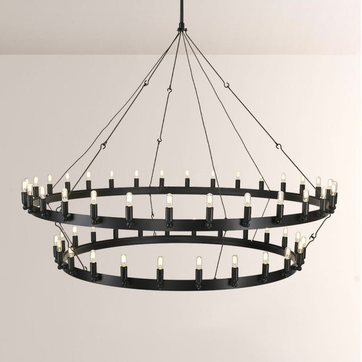 Camilo Vintage Candelabra 2-Tier Round Chandelier 63''D