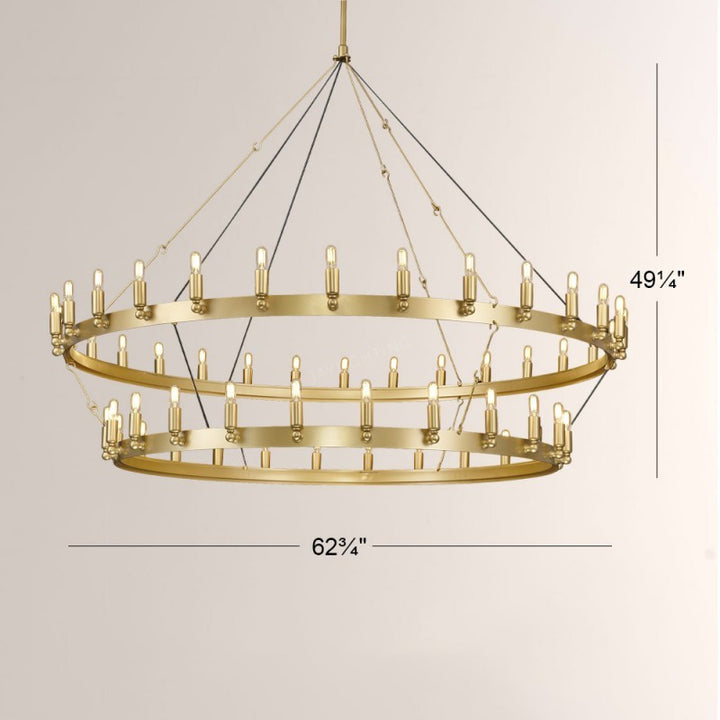 Camilo Vintage Candelabra 2-Tier Round Chandelier 63''D