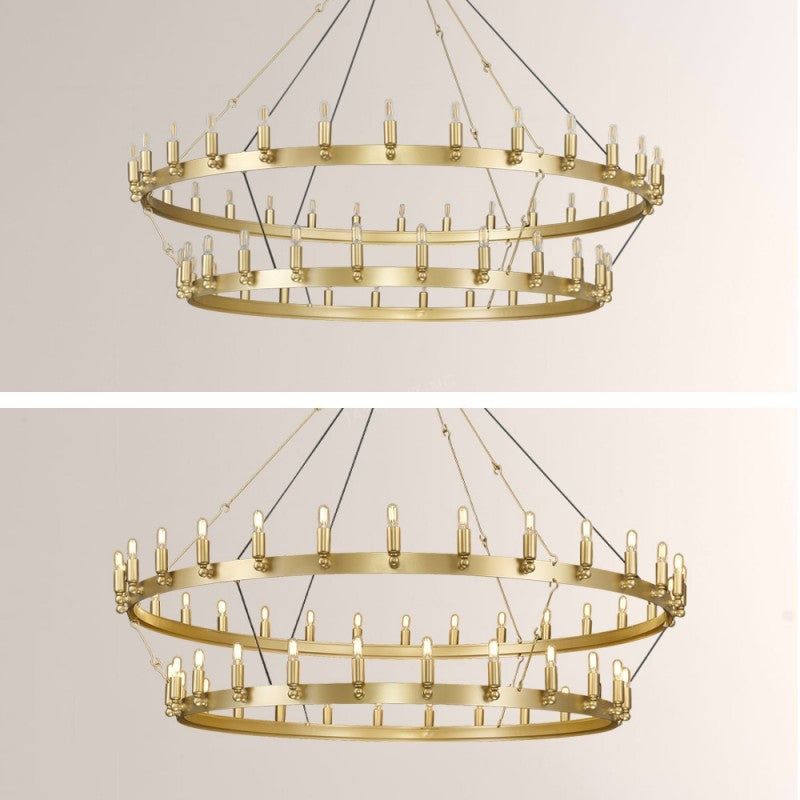 Camilo Vintage Candelabra 2-Tier Round Chandelier 63''D