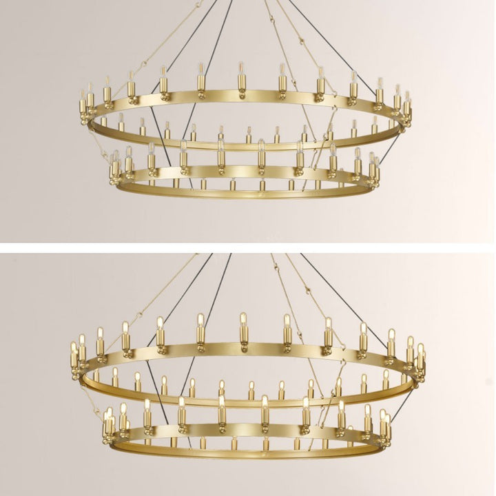 Camilo Vintage Candelabra 2-Tier Round Chandelier 63''D