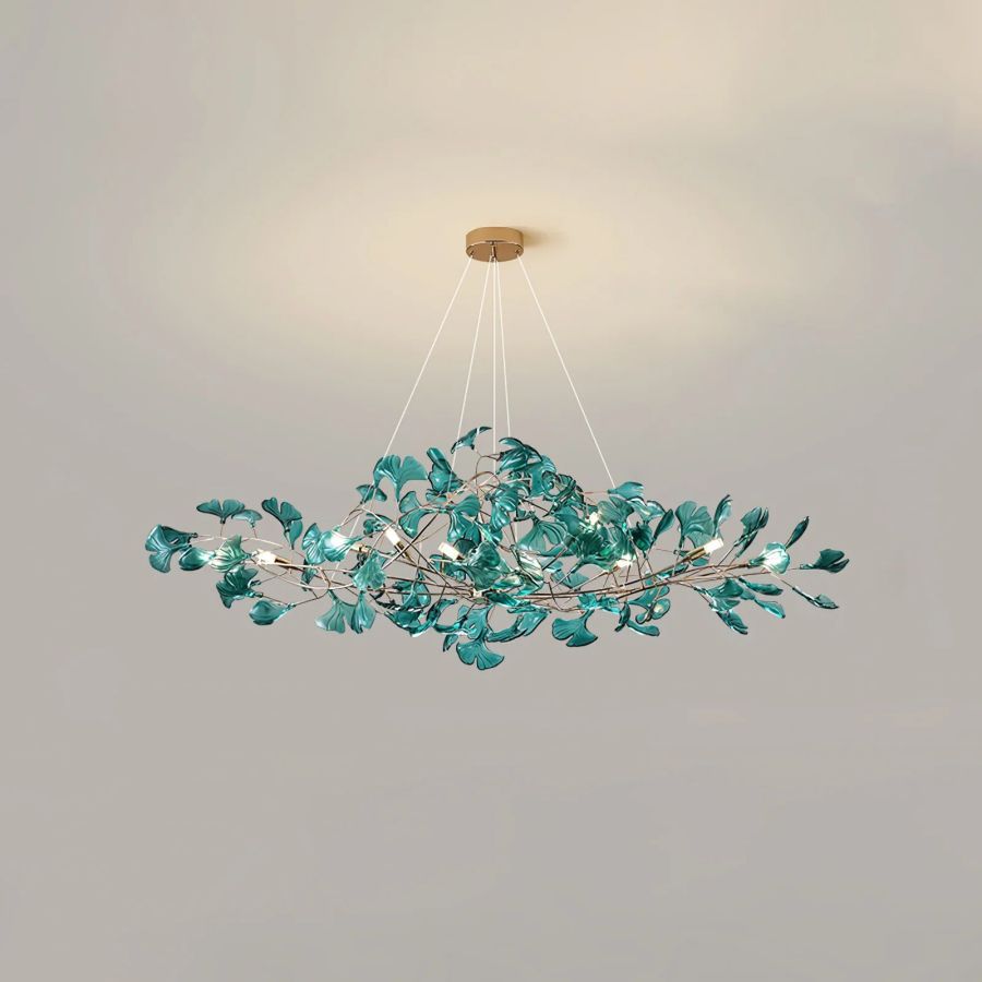 Colorful Glass Ginkgo Leaf Chandelier