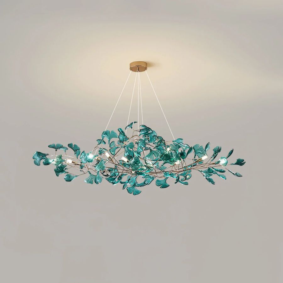 Colorful Glass Ginkgo Leaf Chandelier