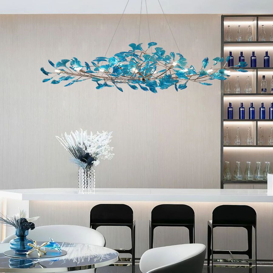 Colorful Glass Ginkgo Leaf Chandelier