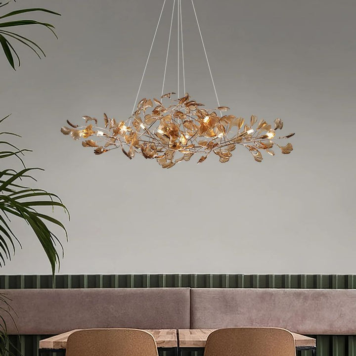 Colorful Glass Ginkgo Leaf Chandelier