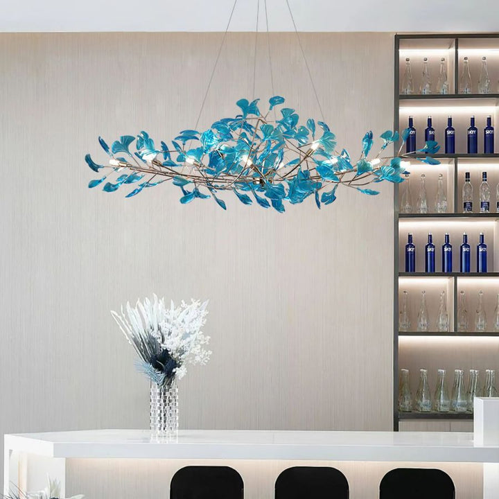 Colorful Glass Ginkgo Leaf Chandelier