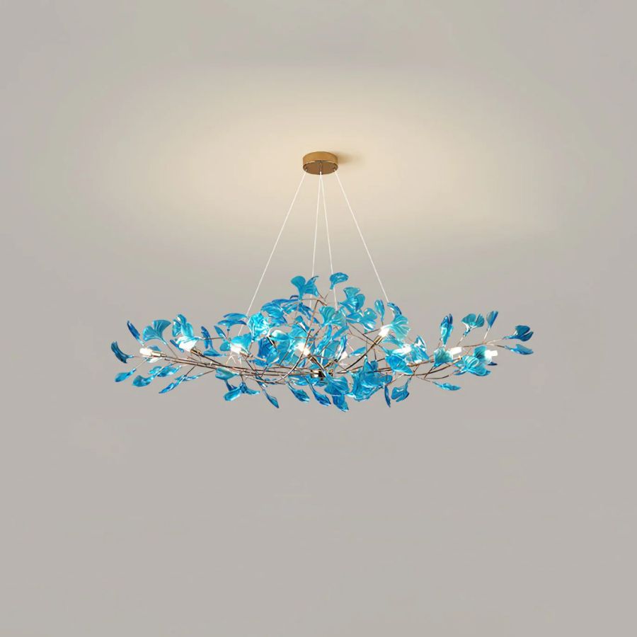 Colorful Glass Ginkgo Leaf Chandelier