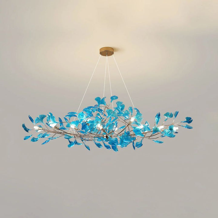 Colorful Glass Ginkgo Leaf Chandelier