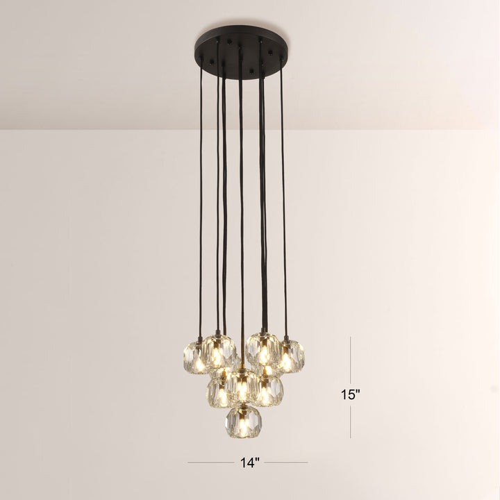 Crepus Glass Round Cluster Chandelier 14"